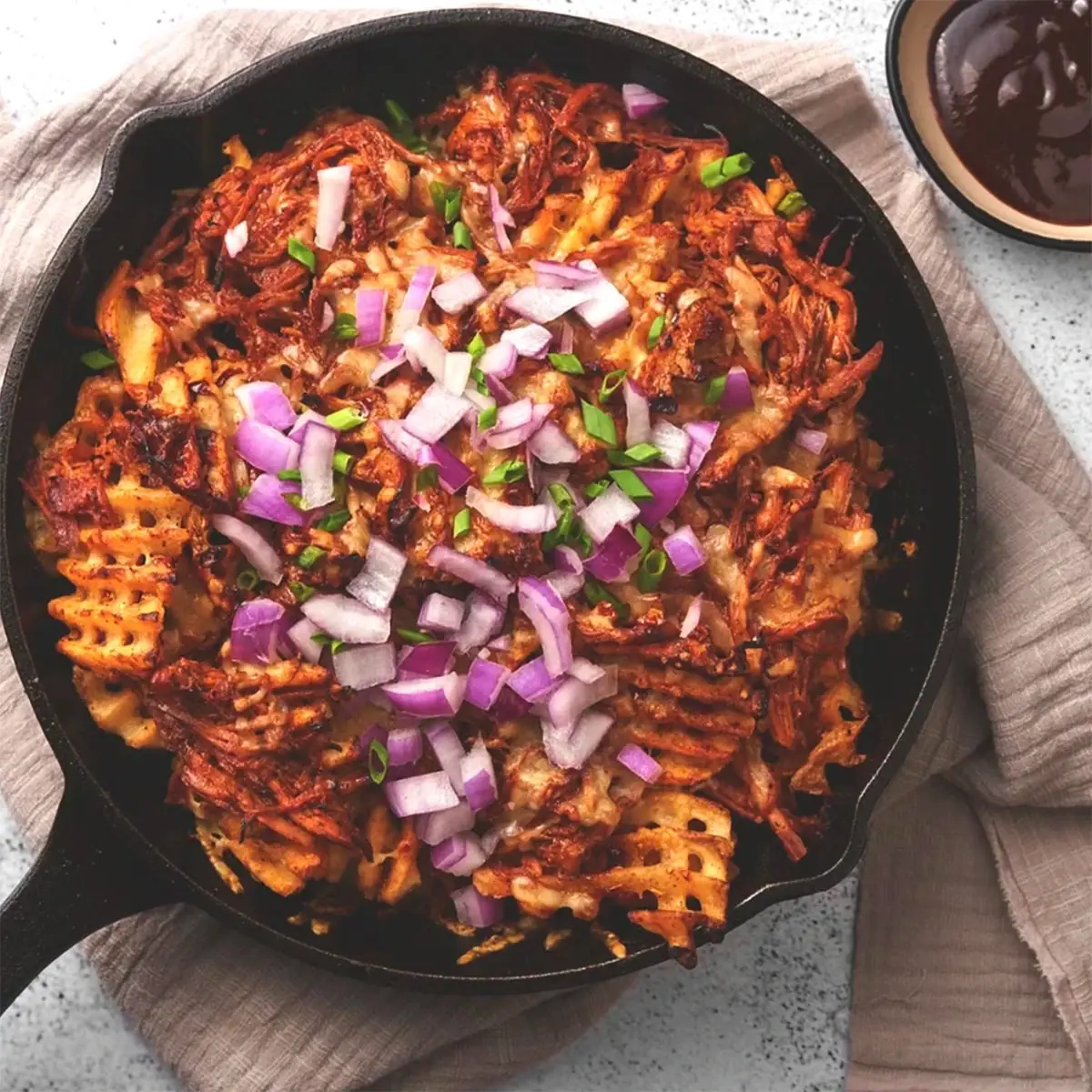 Loaded Pulled Beef Lattice Fries Recipe Card