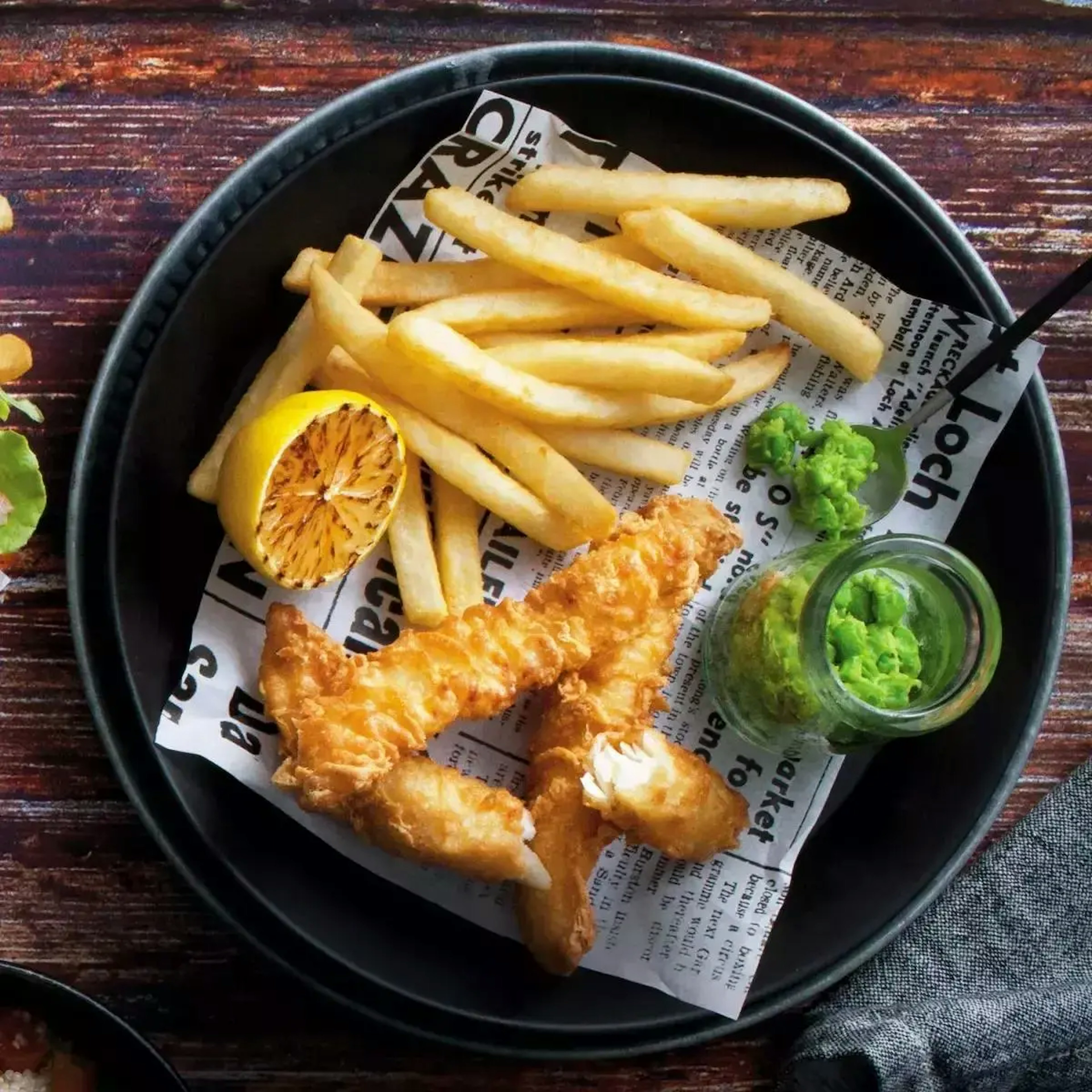 Old English Fish n Chips with Mushy Peas Recipe Card