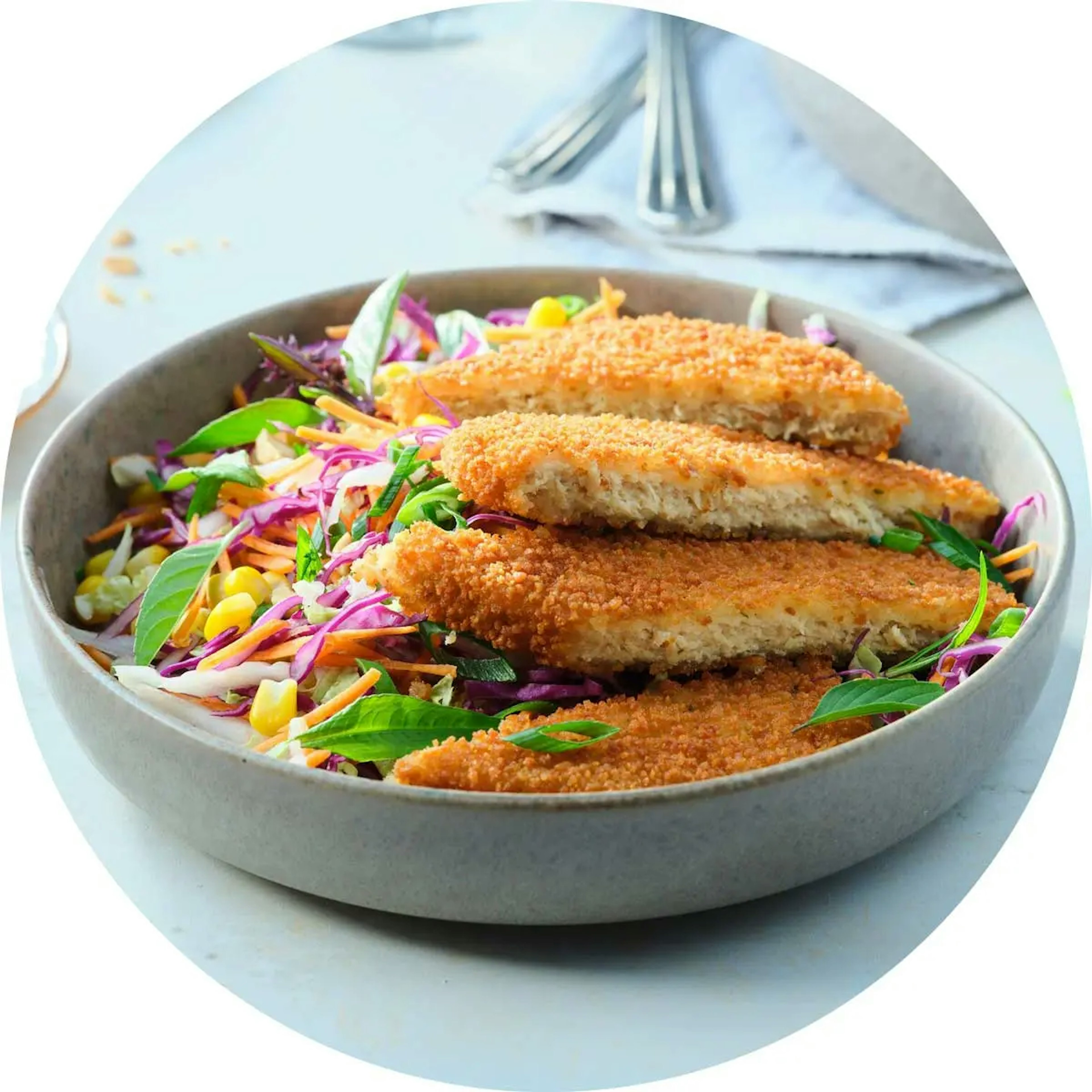 Asian Slaw with Plant Based Schnitzel Edgell