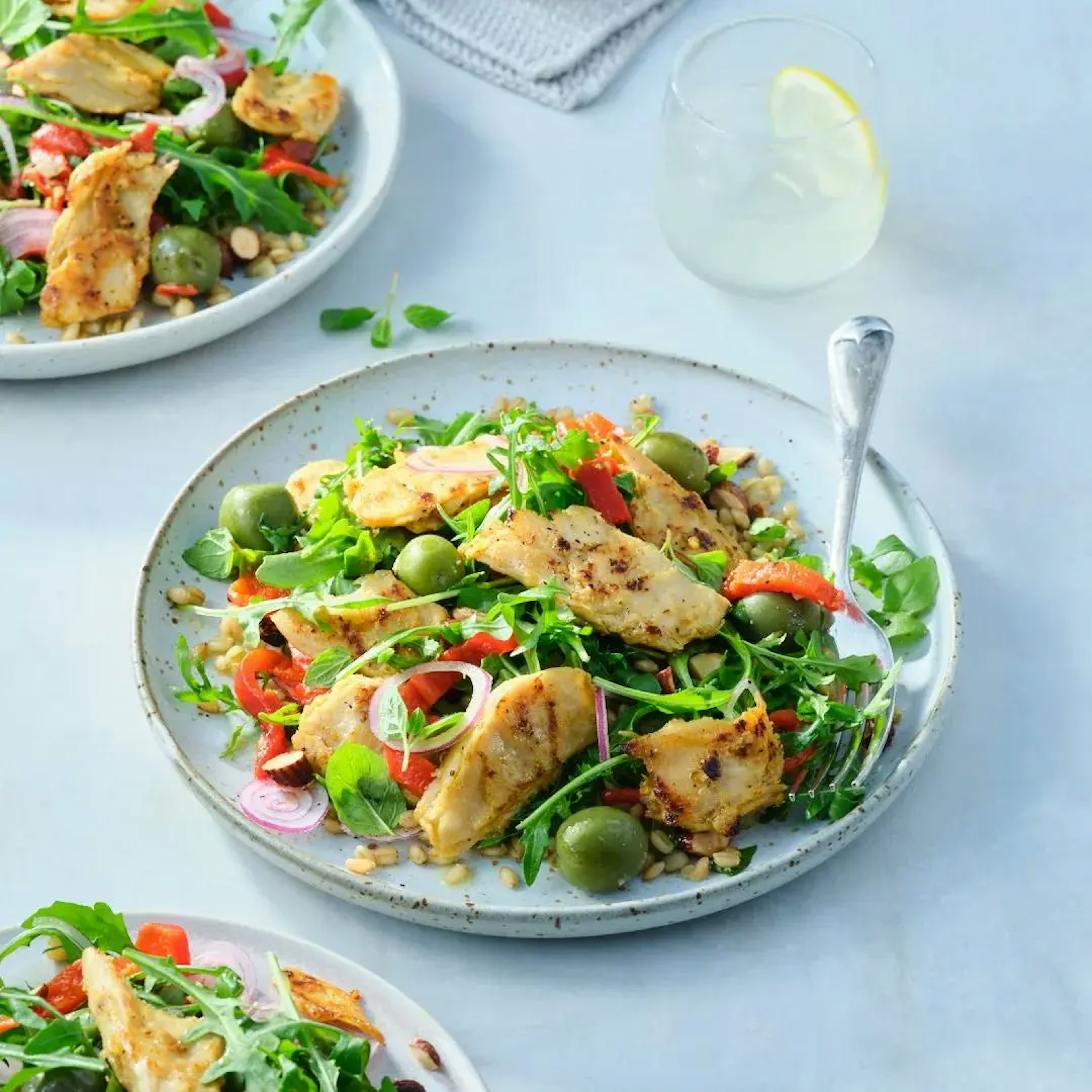 Plant Based Chicken And Freekeh Salad Recipe Card