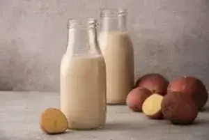 jars of milk with potatoes