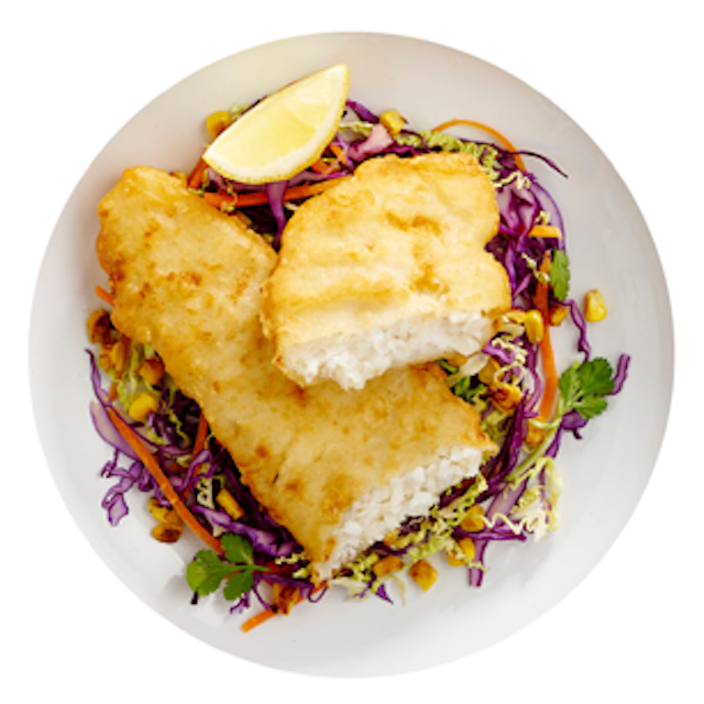 Plate with battered seafood