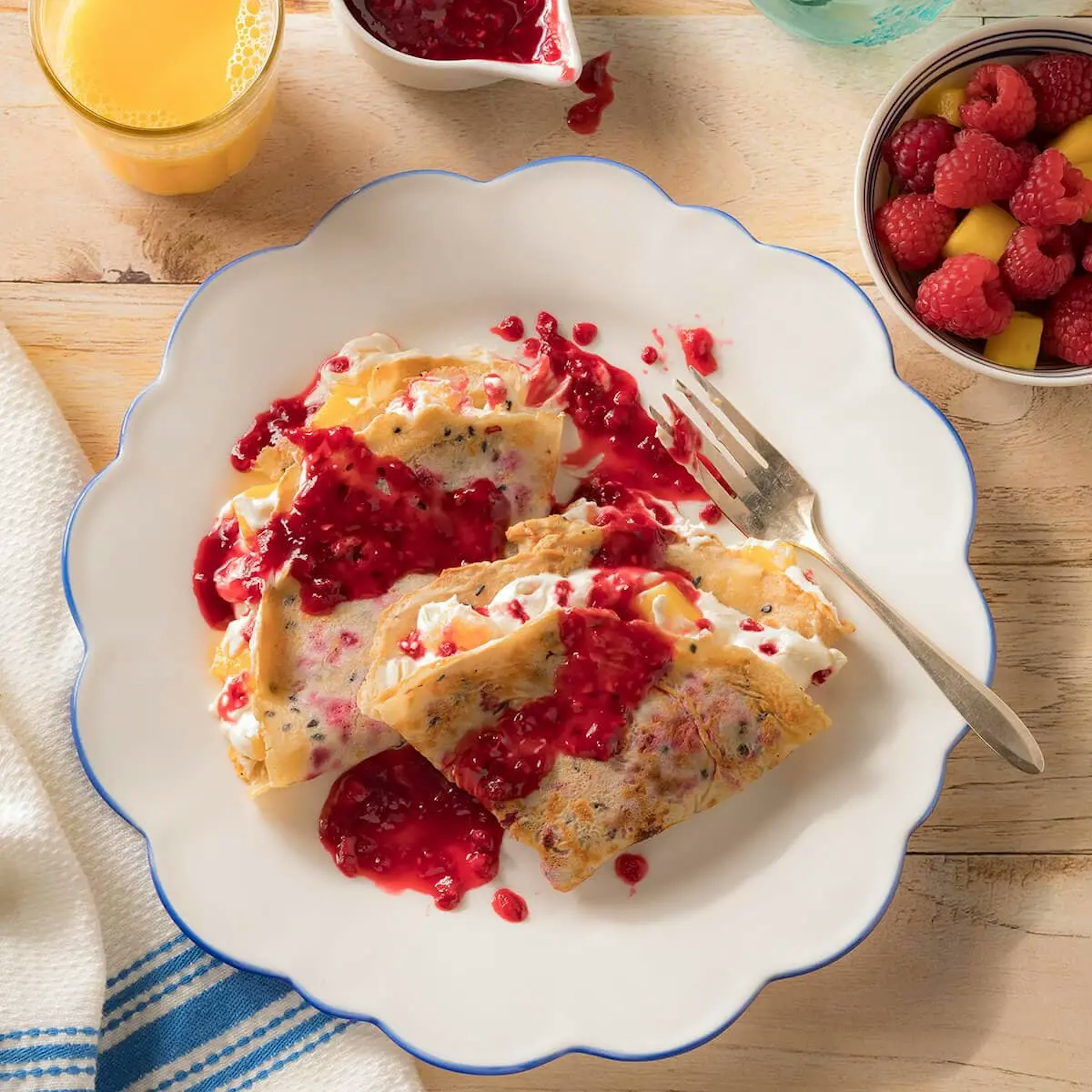 Raspberry Mango Cream Crepe Filling