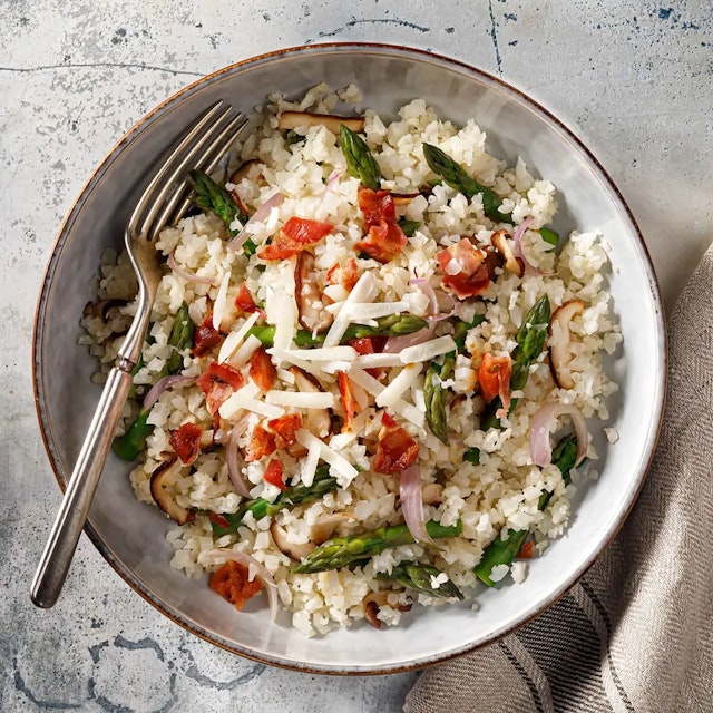 Cauliflower Risotto with Pancetta, Asparagus and Mushrooms.jpg