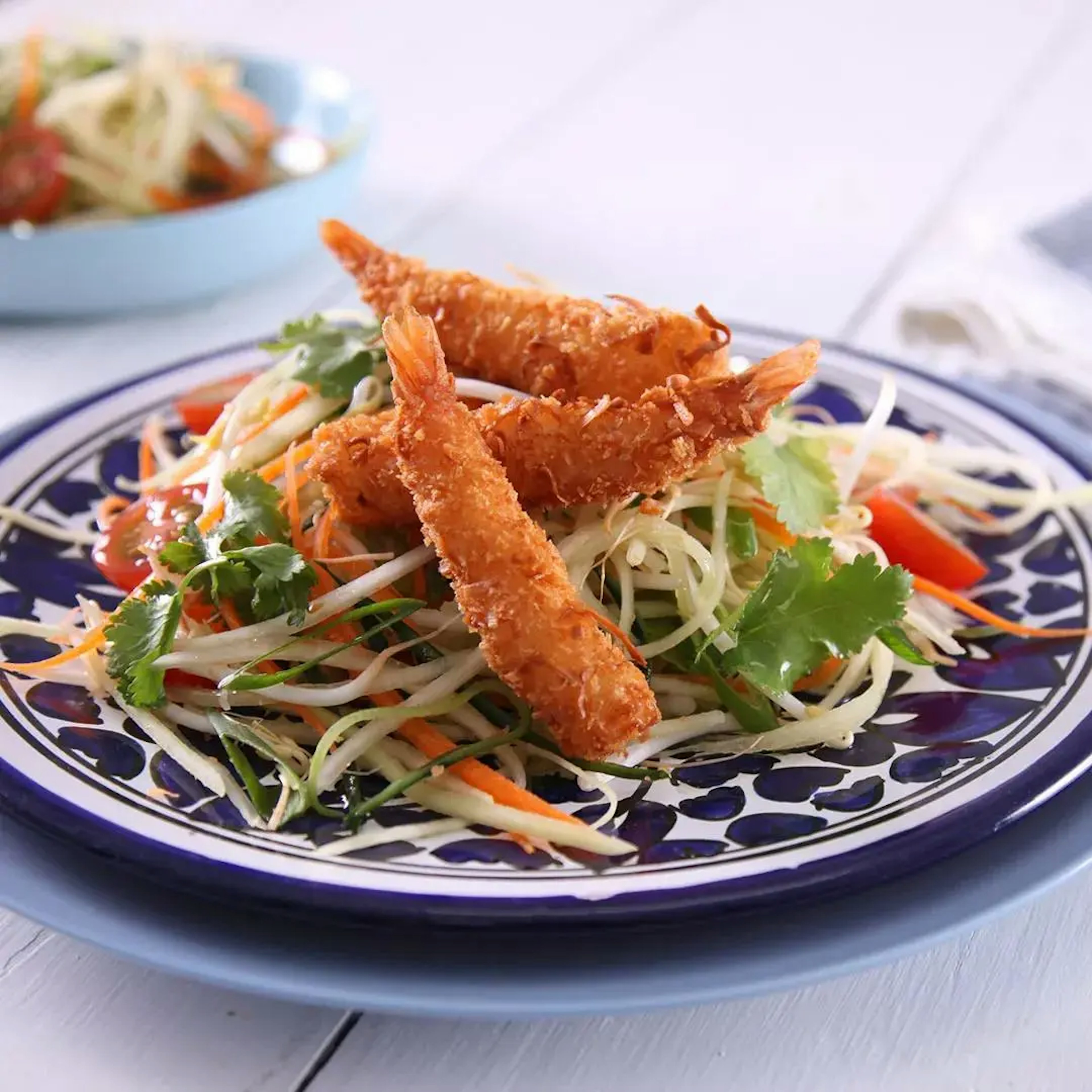 Coconut Prawns With Green Papaya Salad Recipe Card