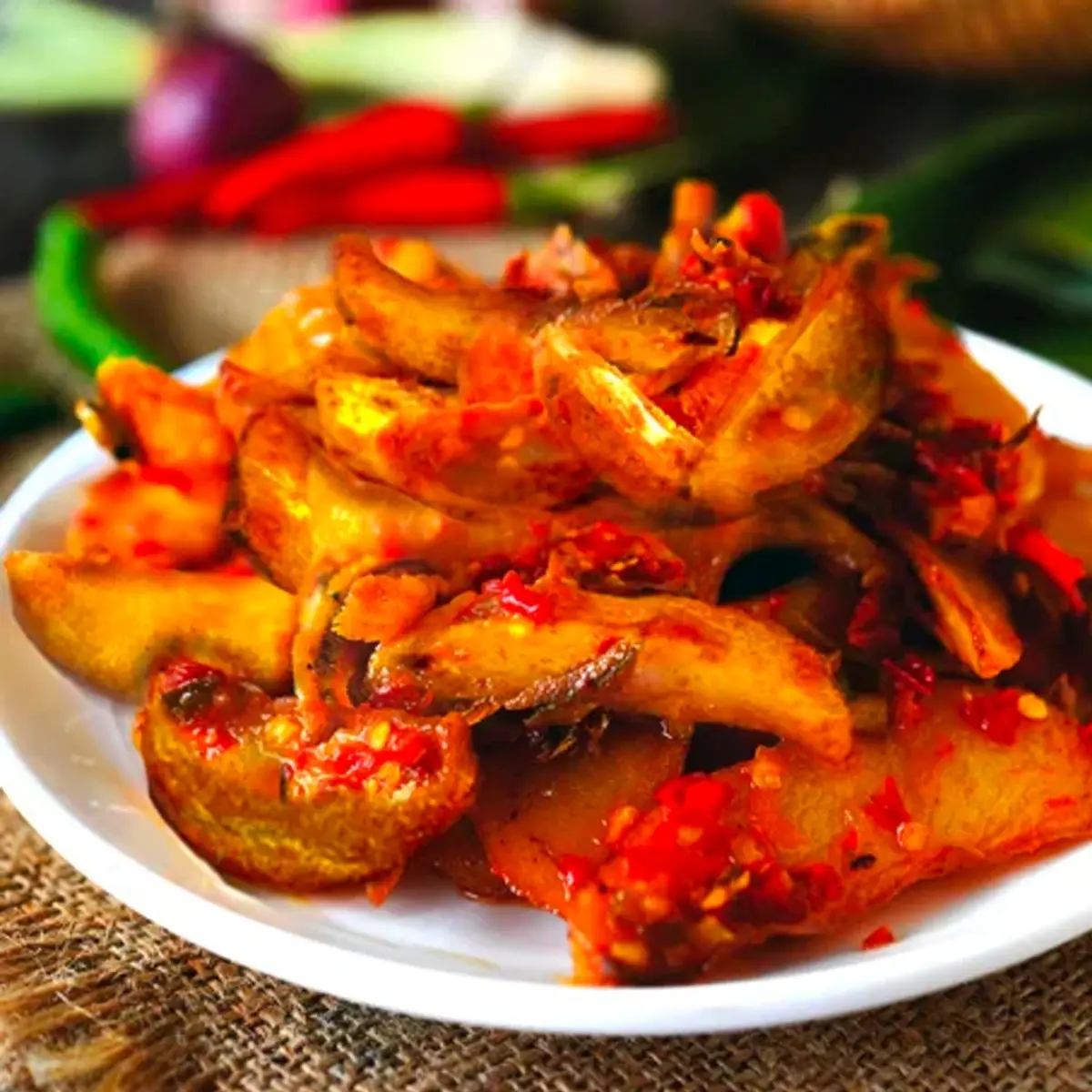 Fried Spicy Wedges With Spiced Anchovies Recipe Card