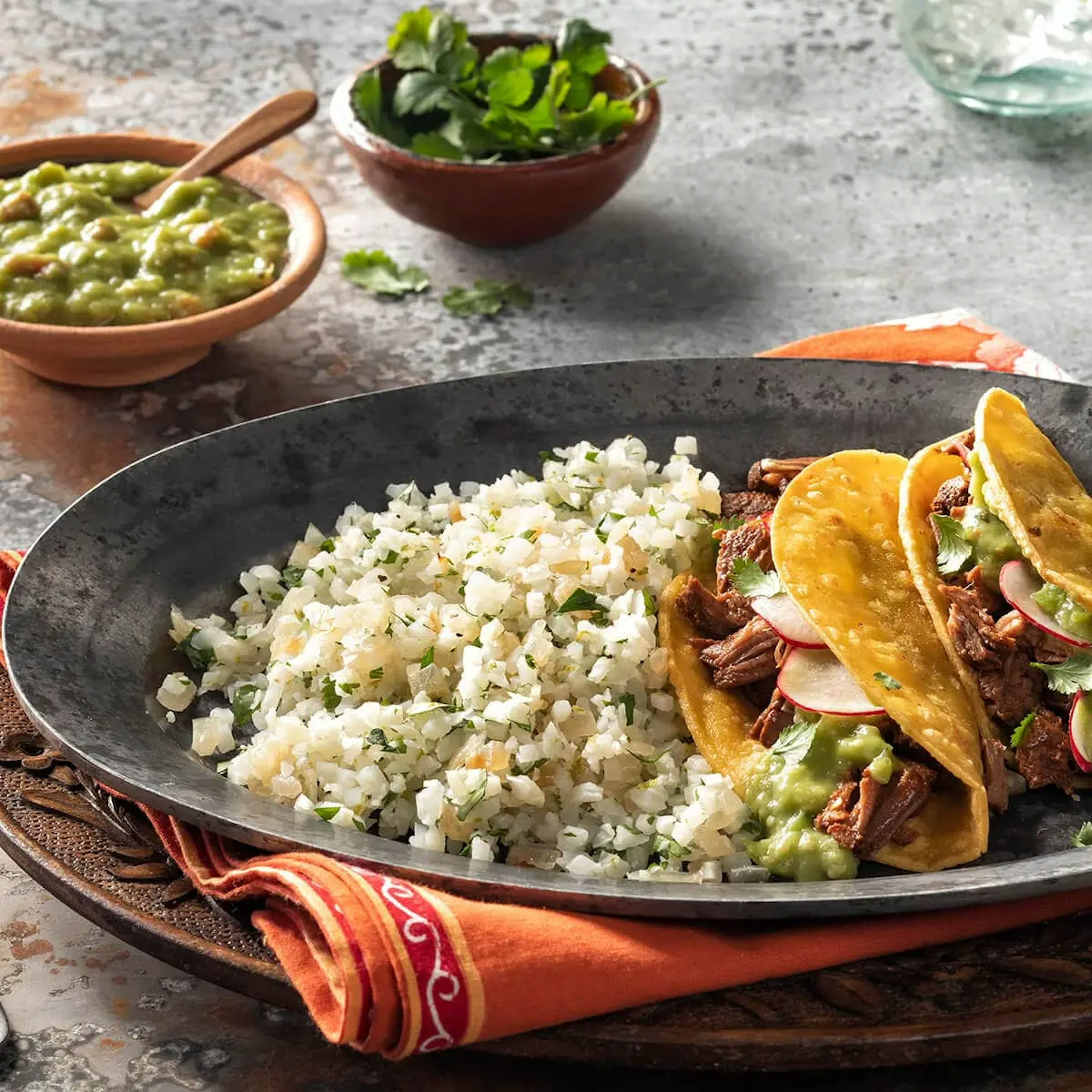 Birria Taco Plate with Cilantro-Lime Cauliflower Rice Recipe Card