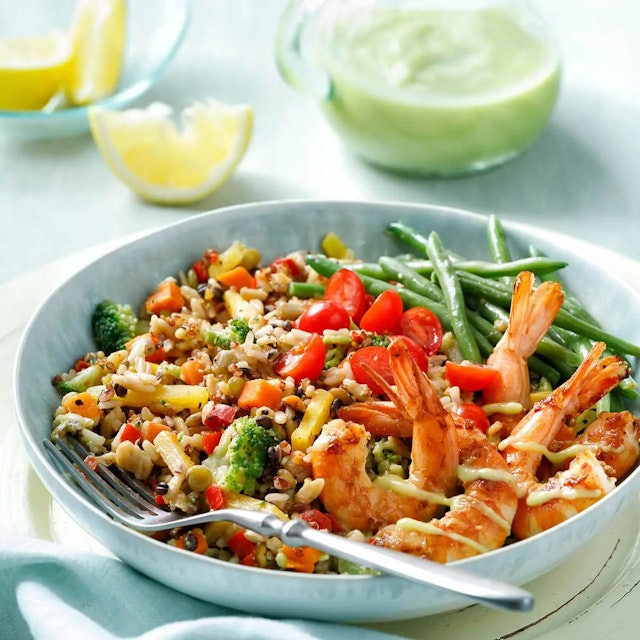 Multi-Grain Orzo Red Quinoa and Grilled Shrimp Mediterranean Bowl.jpg