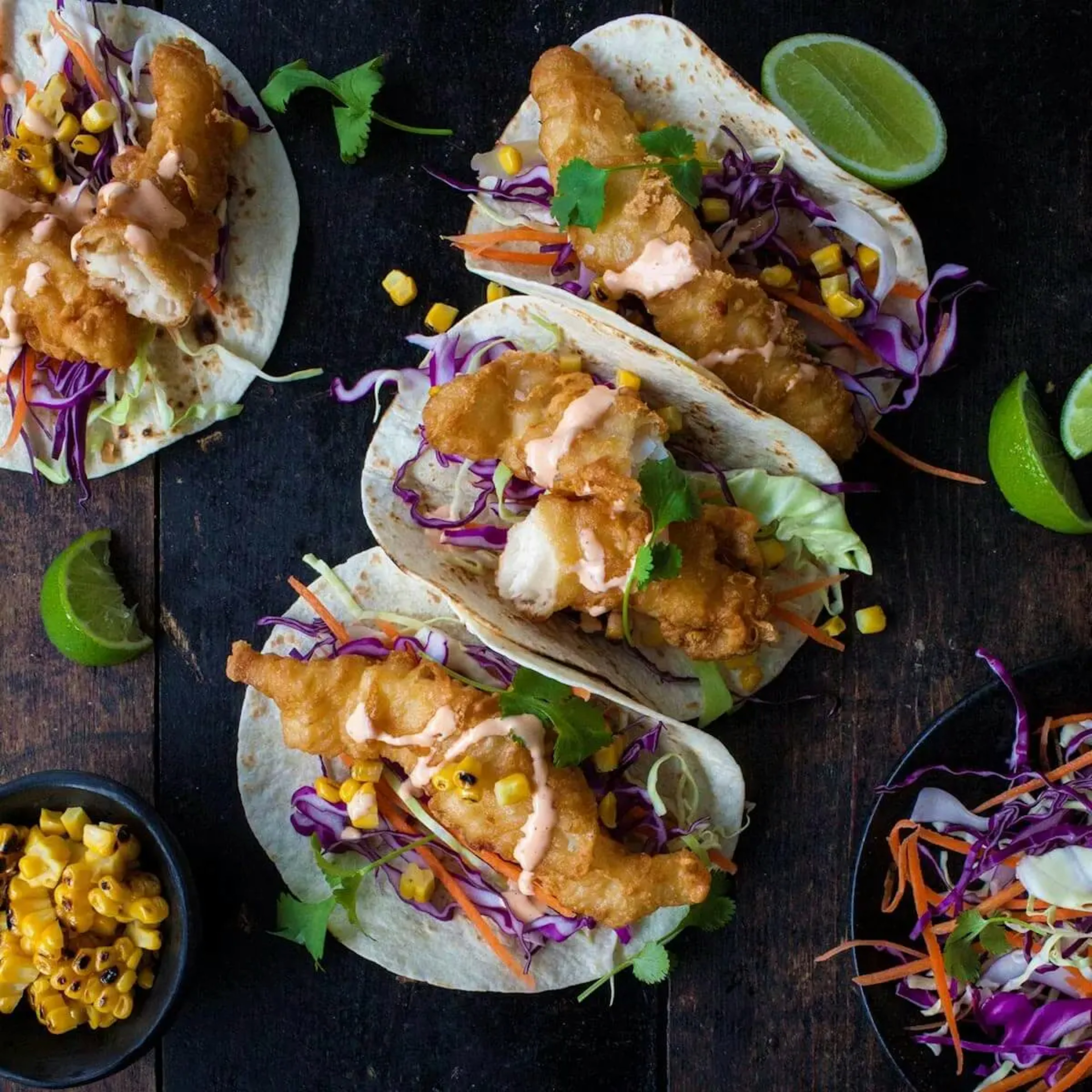 Crispy Battered Hoki Tacos Recipe Card