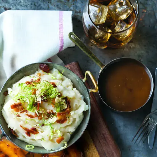 Bacon and Brussels Mashed with Stout Gravy Recipe Card