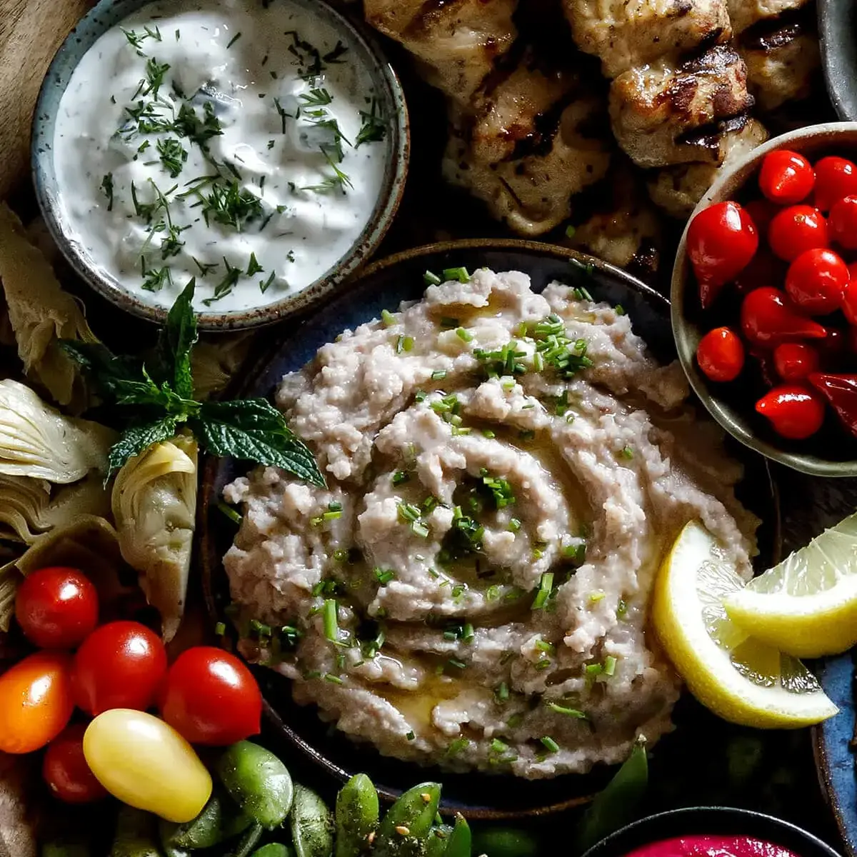 Skordalia Sauce (Greek Potato and Garlic Dip) Recipe Card