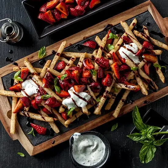 Strawberry Balsamic Cracked Pepper Fries Recipe Card